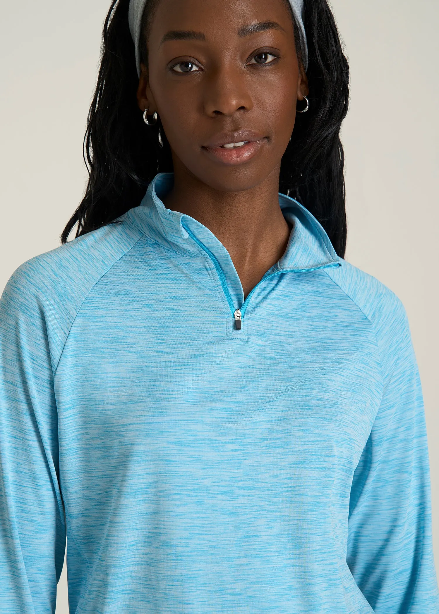 Long Sleeve Quarter-Zip Pullover for Tall Women in Spring Blue Mix sold by American Tall product image thumbnail 2