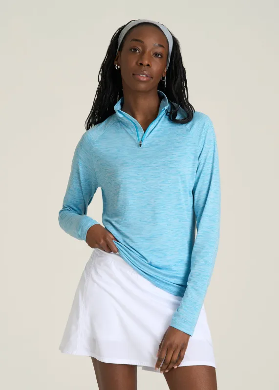 Long Sleeve Quarter-Zip Pullover for Tall Women in Spring Blue Mix made by American Tall