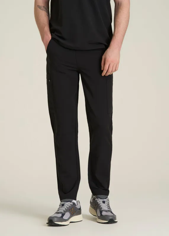 Cargo Scrub Pants for Tall Men in Black made by American Tall