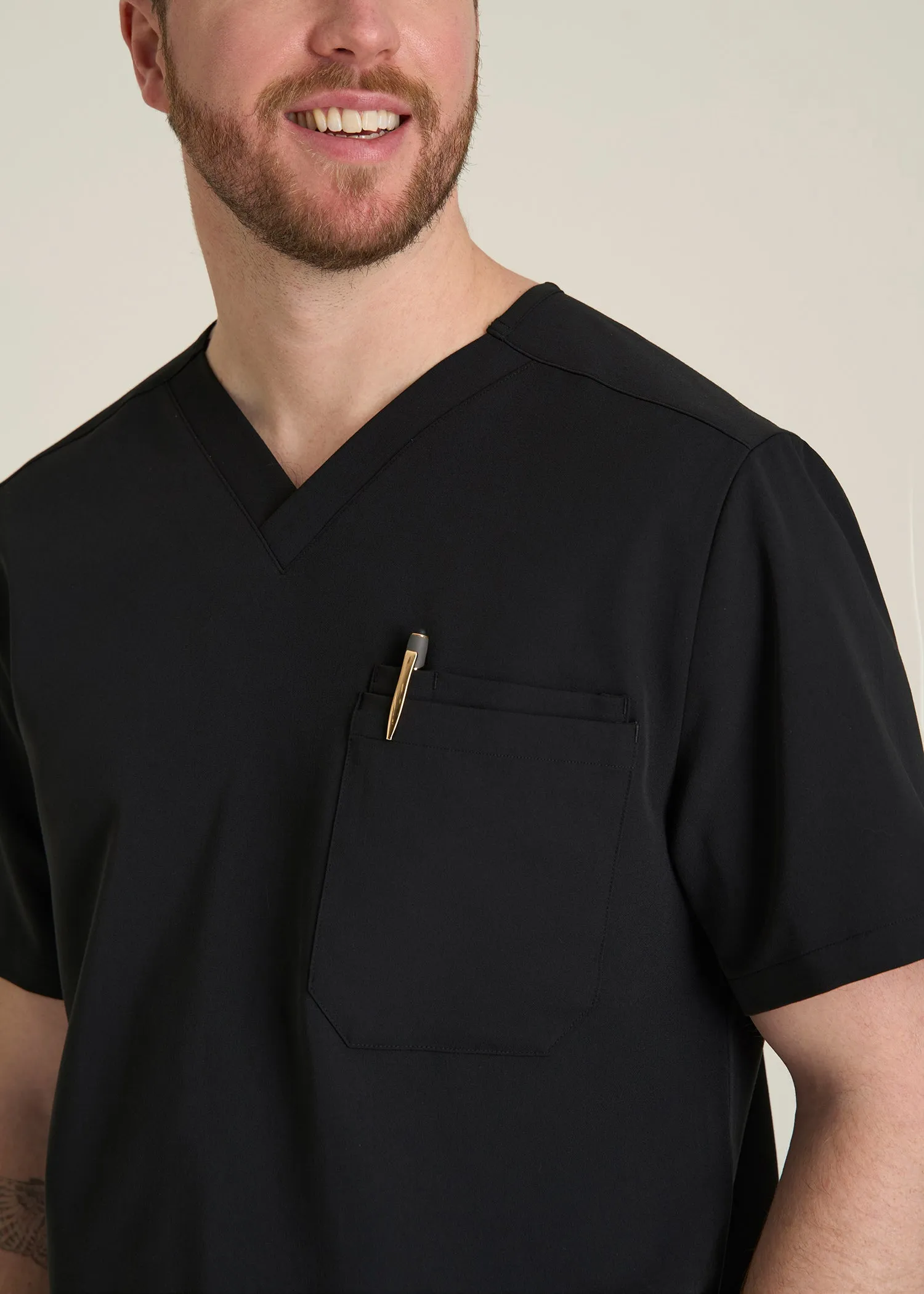 Short-Sleeve V-Neck Scrub Top for Tall Men in Black sold by American Tall product image thumbnail 2