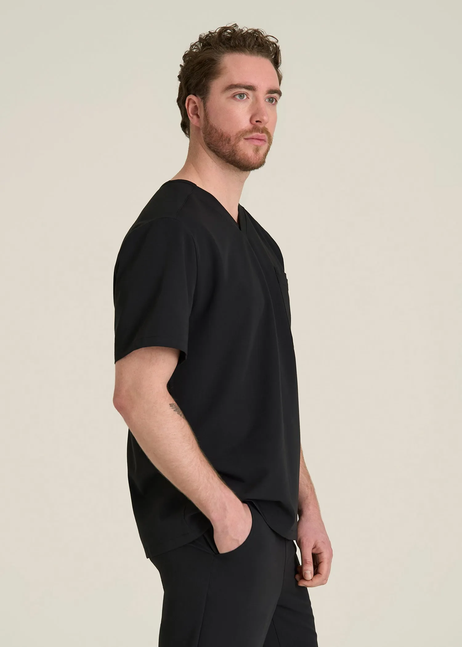Short-Sleeve V-Neck Scrub Top for Tall Men in Black sold by American Tall product image thumbnail 3