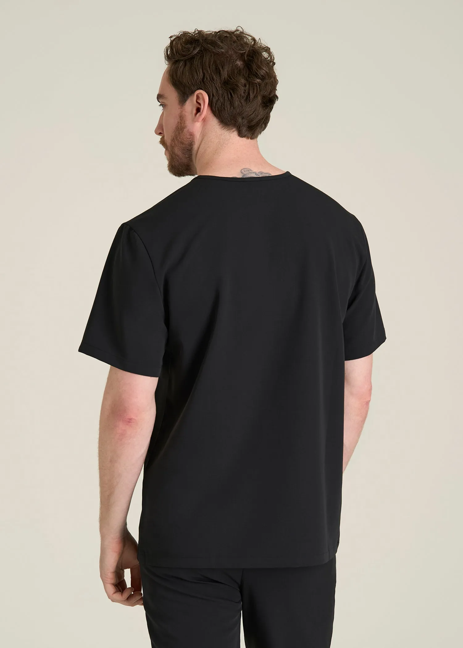 Short-Sleeve V-Neck Scrub Top for Tall Men in Black sold by American Tall product image thumbnail 5