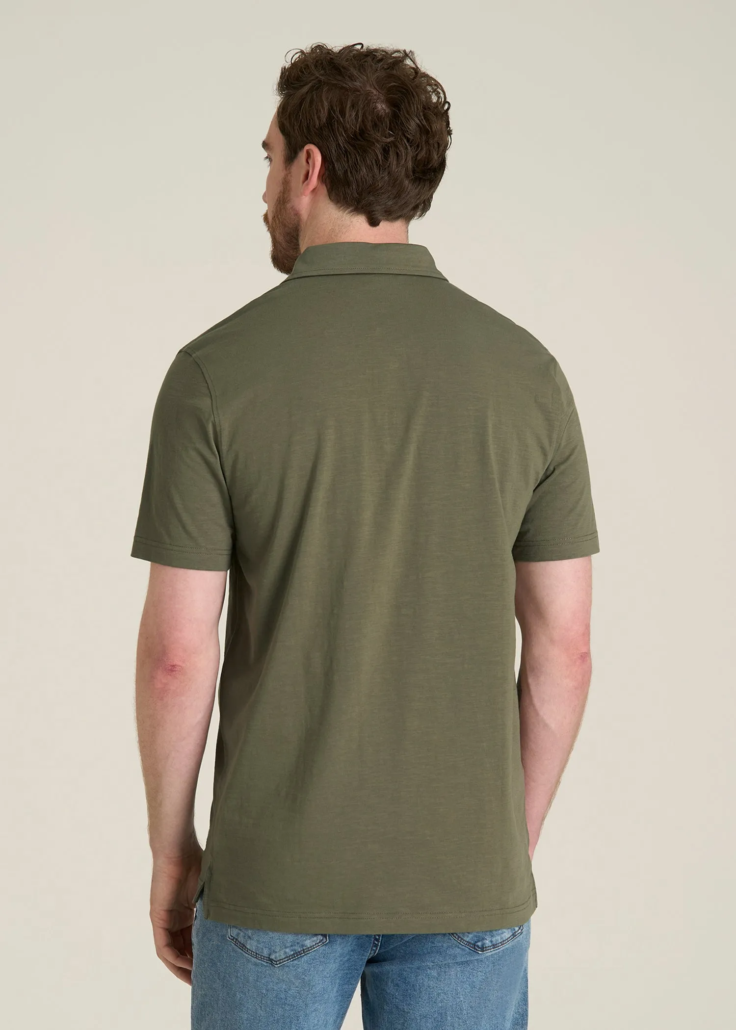 Slub Knit Polo with Pocket for Tall Men in Olive sold by American Tall product image thumbnail 5