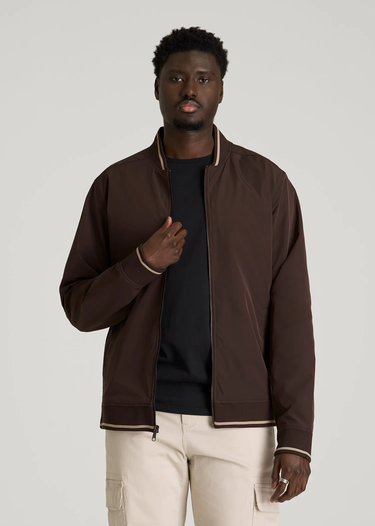 A.T. Bomber Jacket for Tall Men in Espresso sold by American Tall