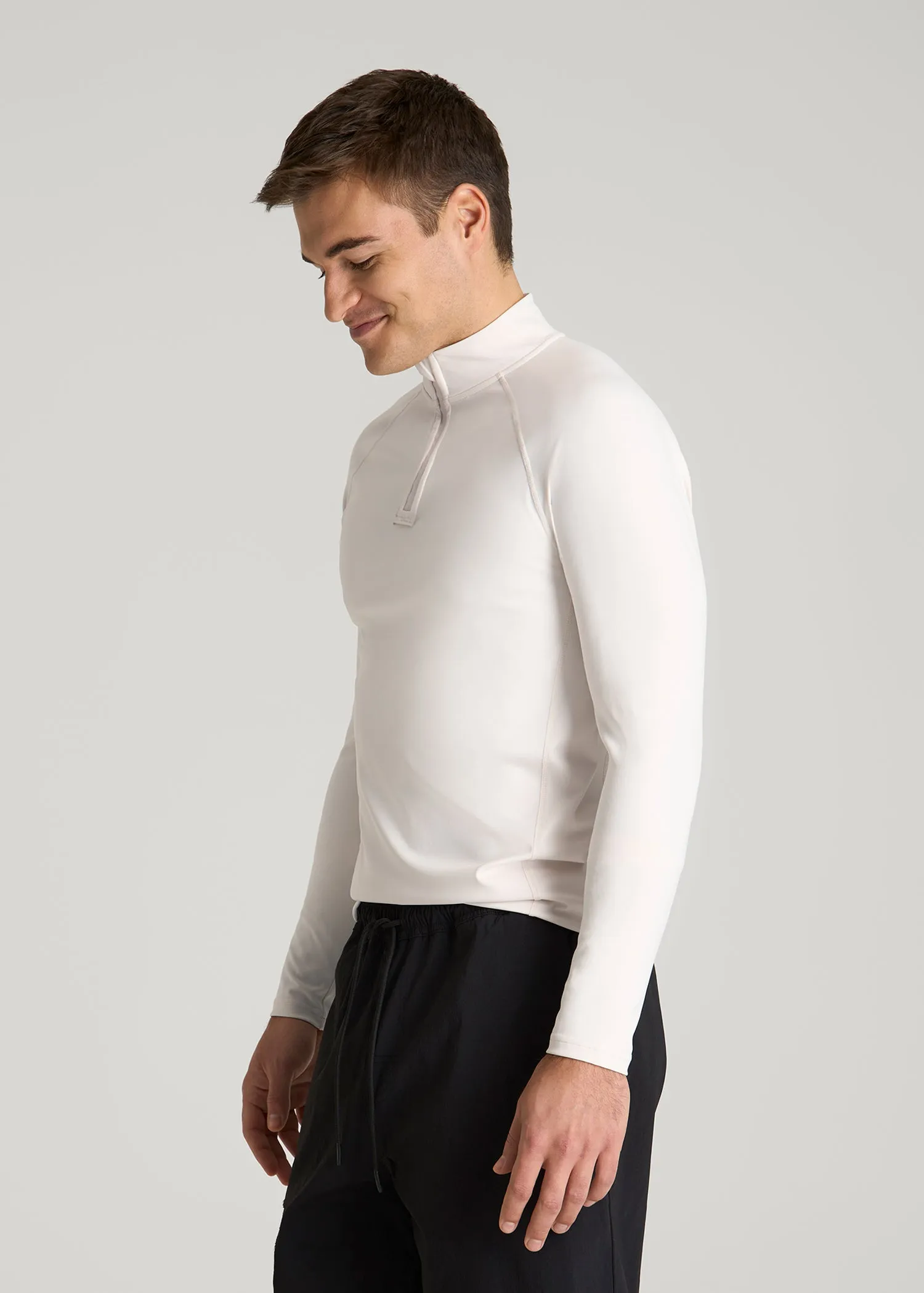Quarter Zip Long Sleeves Rashguard for Tall Men in White Sand sold by American Tall product image thumbnail 3