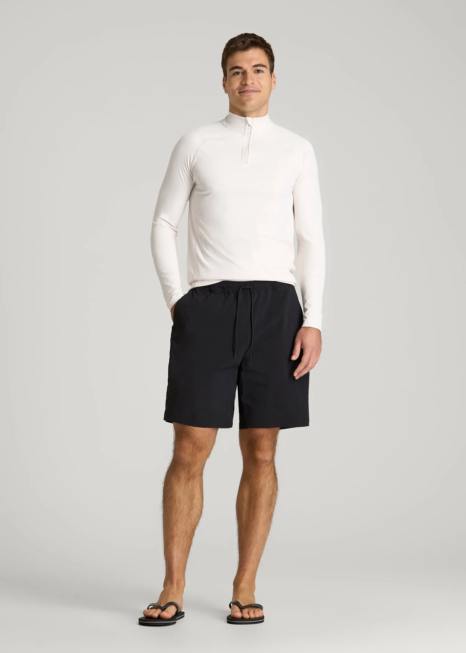 Quarter Zip Long Sleeves Rashguard for Tall Men in White Sand sold by American Tall product image thumbnail 4