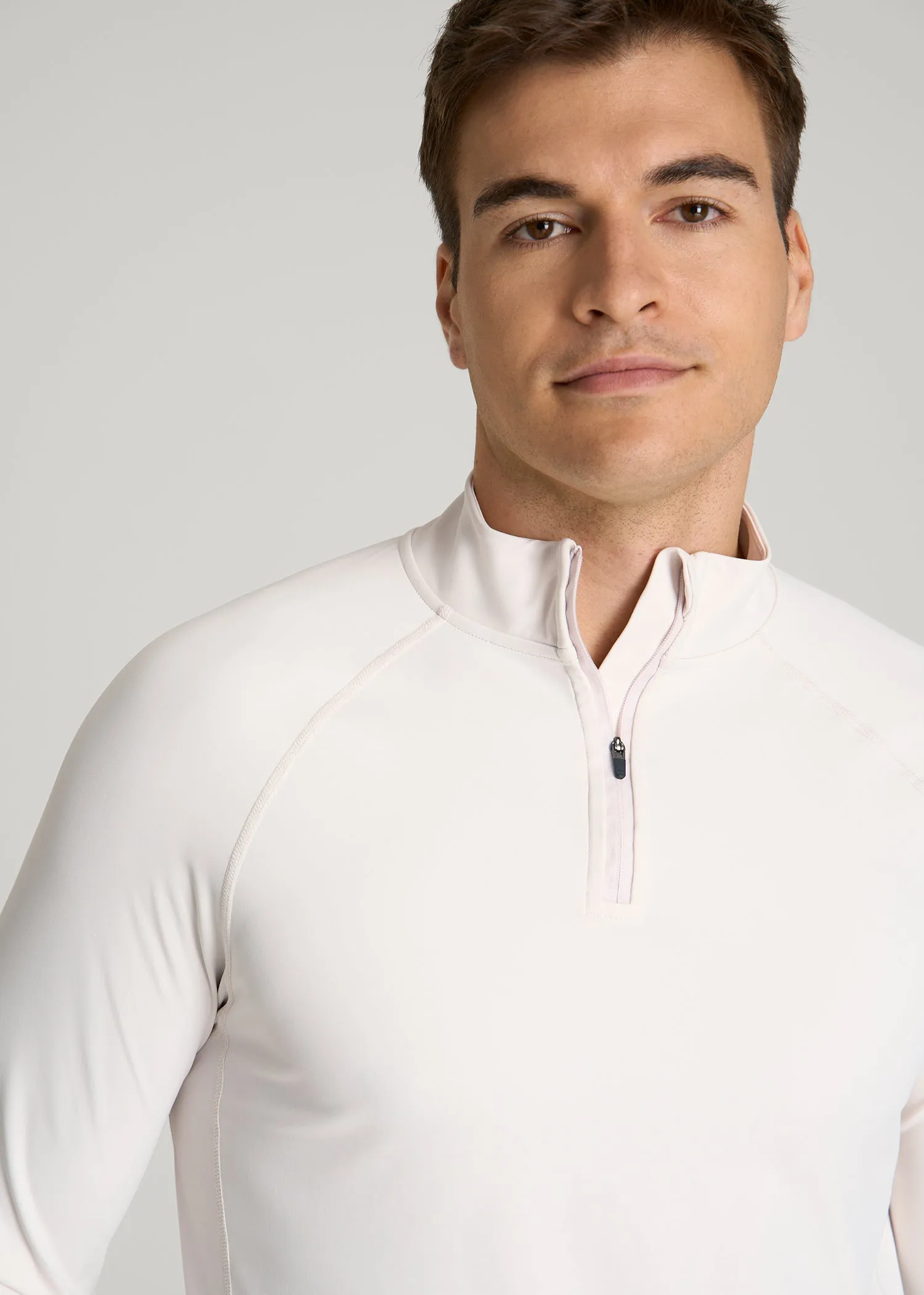Quarter Zip Long Sleeves Rashguard for Tall Men in White Sand sold by American Tall product image thumbnail 2