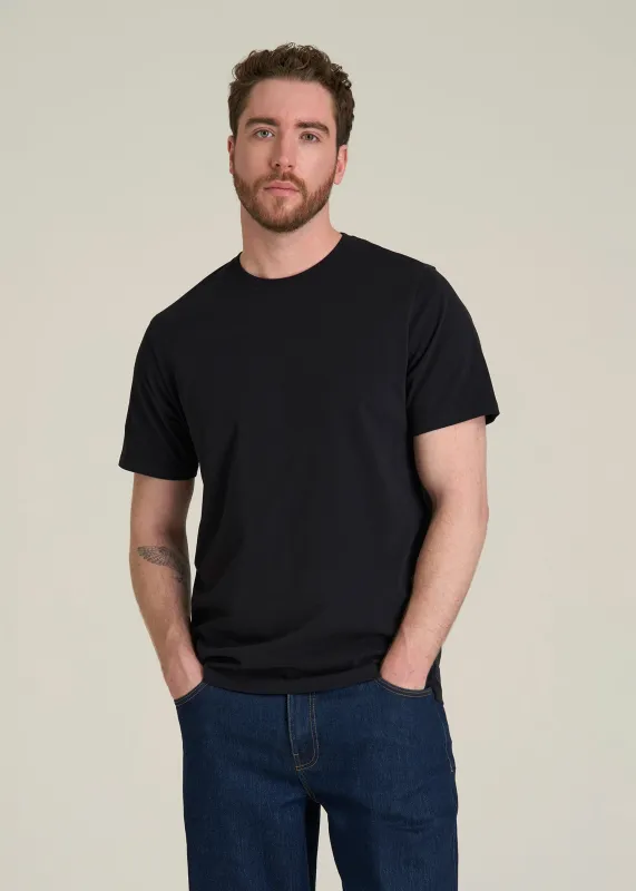 Core Cotton Crewneck Tee for Tall Men in Black made by American Tall