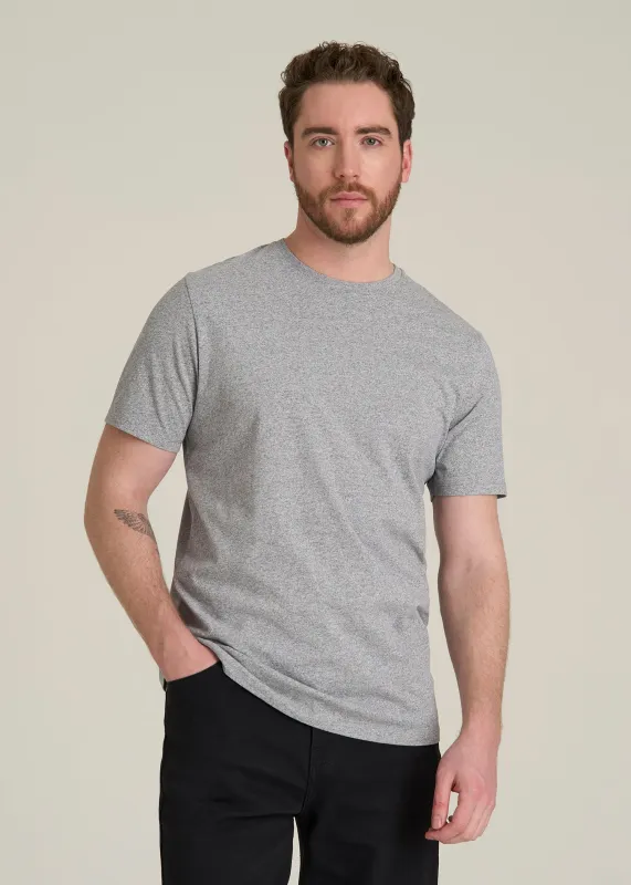 Core Cotton Crewneck Tee for Tall Men in Heathered Grey made by American Tall