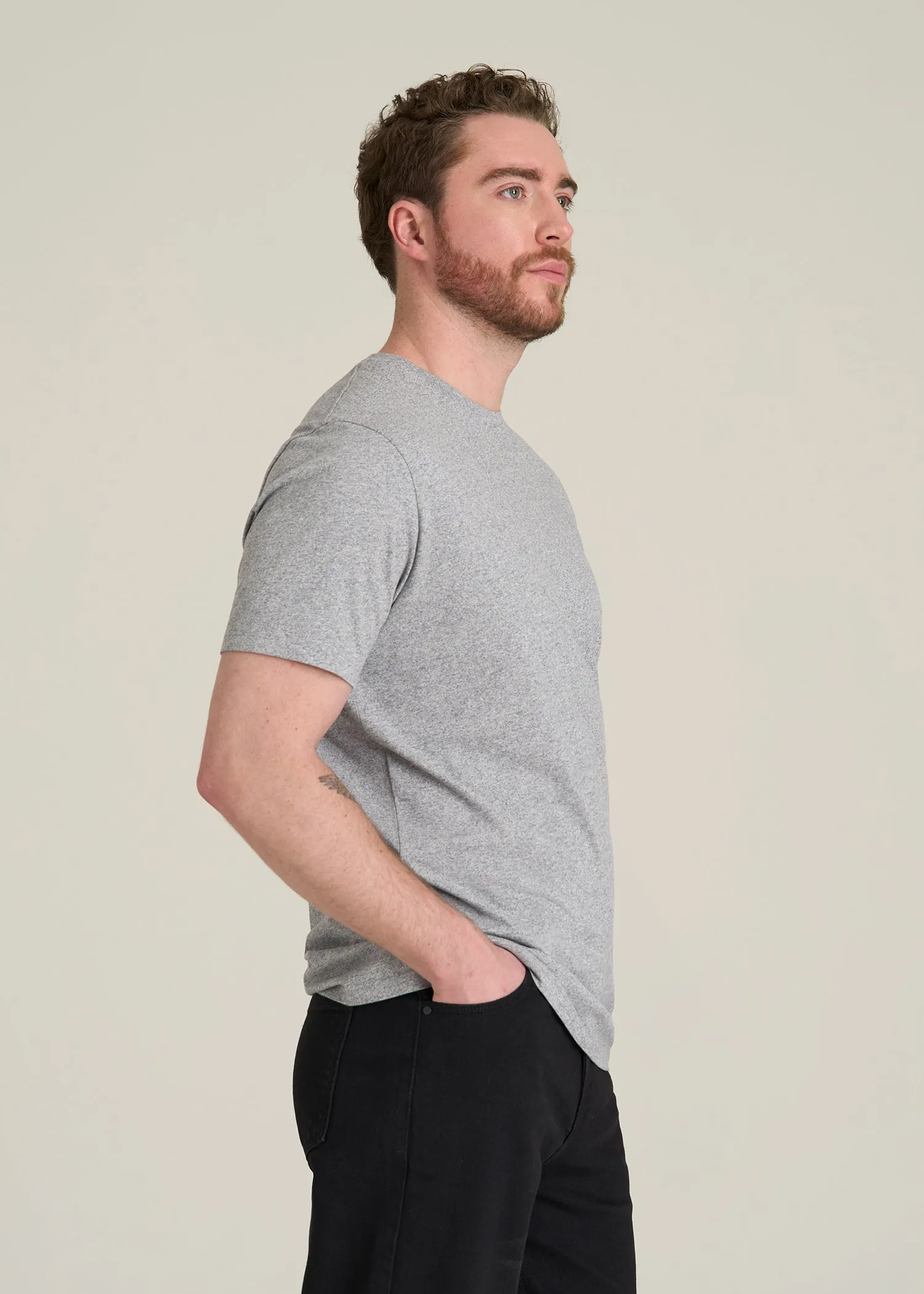 Core Cotton Crewneck Tee for Tall Men in Heathered Grey sold by American Tall product image thumbnail 3