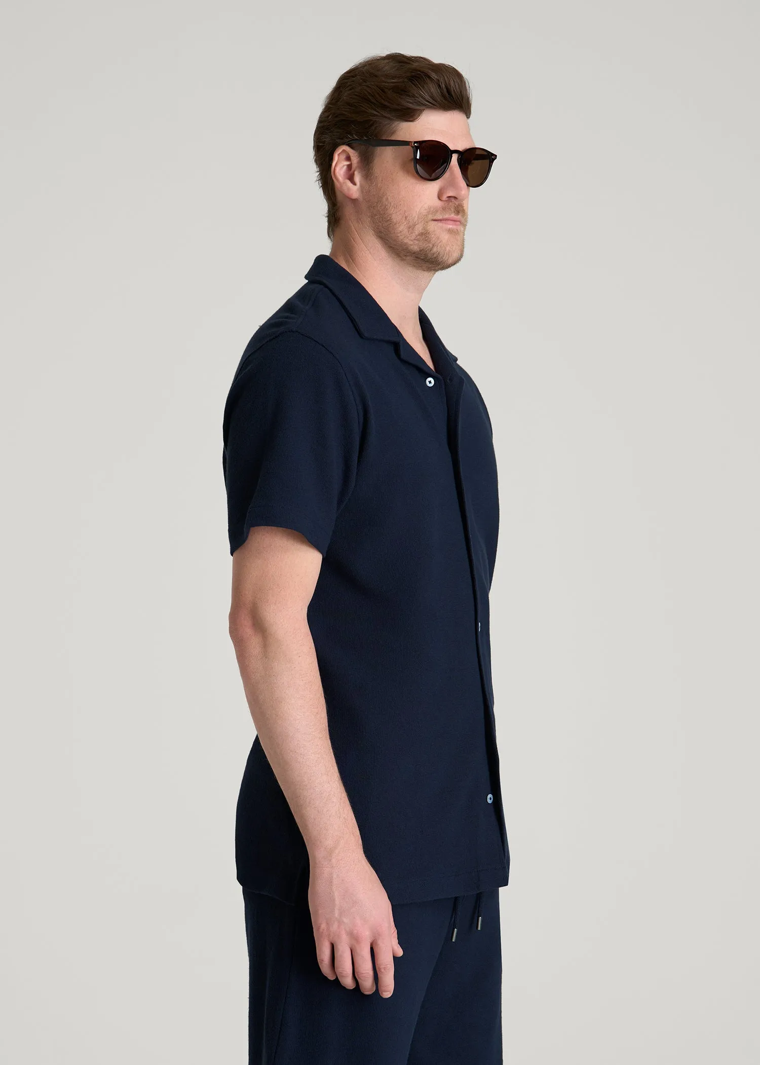 Terry Cotton Polo Cardigan for Tall Men in Patriot Blue sold by American Tall product image thumbnail 3
