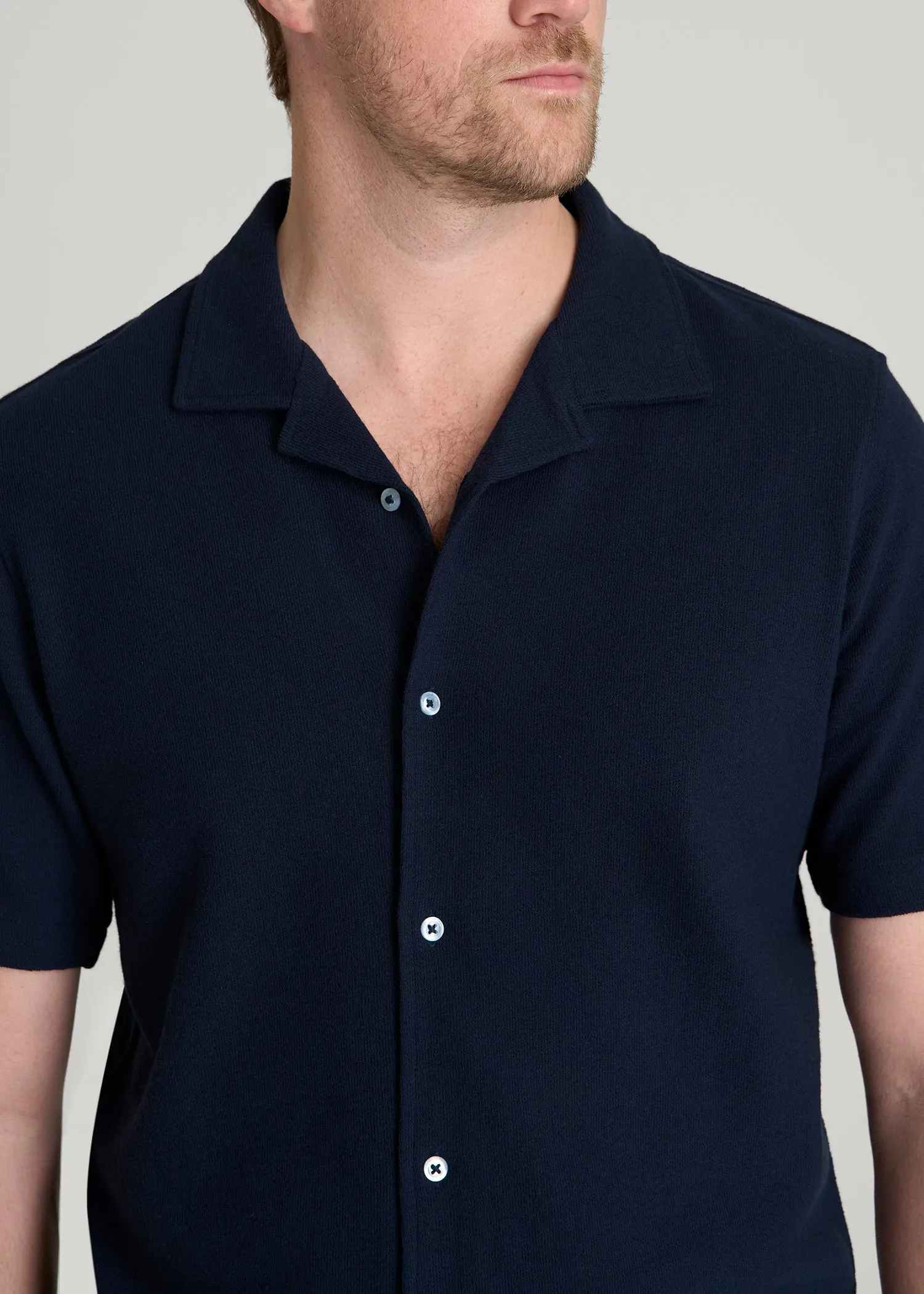Terry Cotton Polo Cardigan for Tall Men in Patriot Blue sold by American Tall product image thumbnail 2