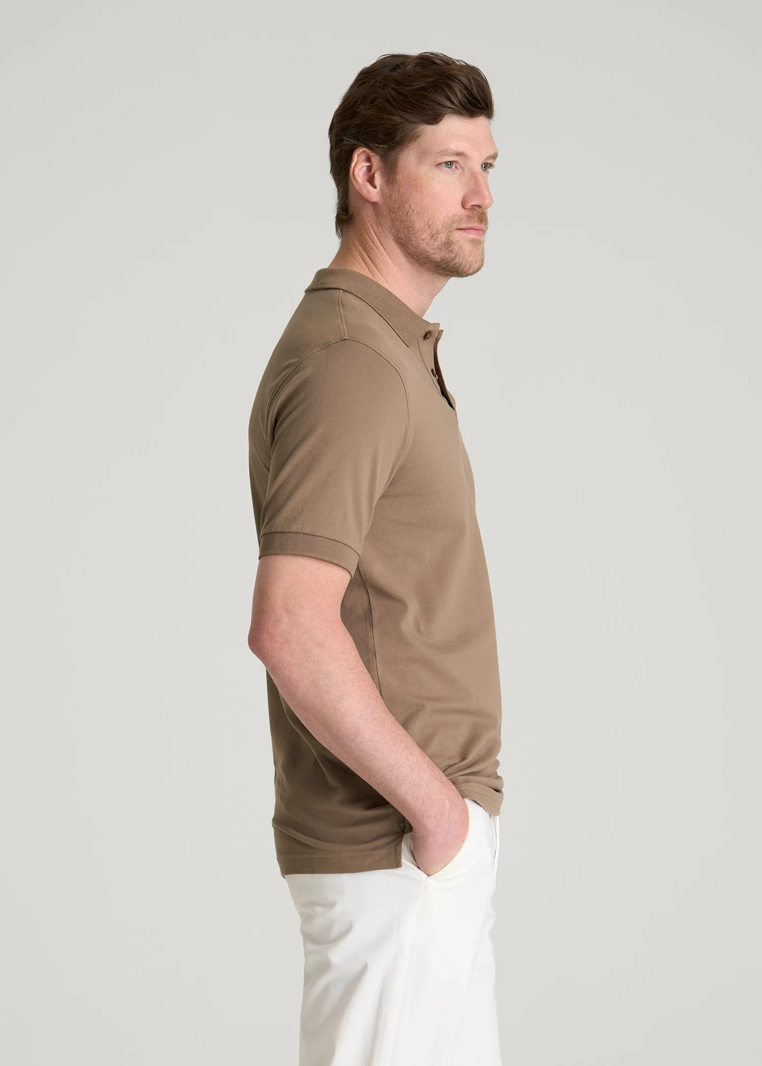 Classic Polo with Embroidered Logo for Tall Men in Warm Brown sold by American Tall product image thumbnail 3