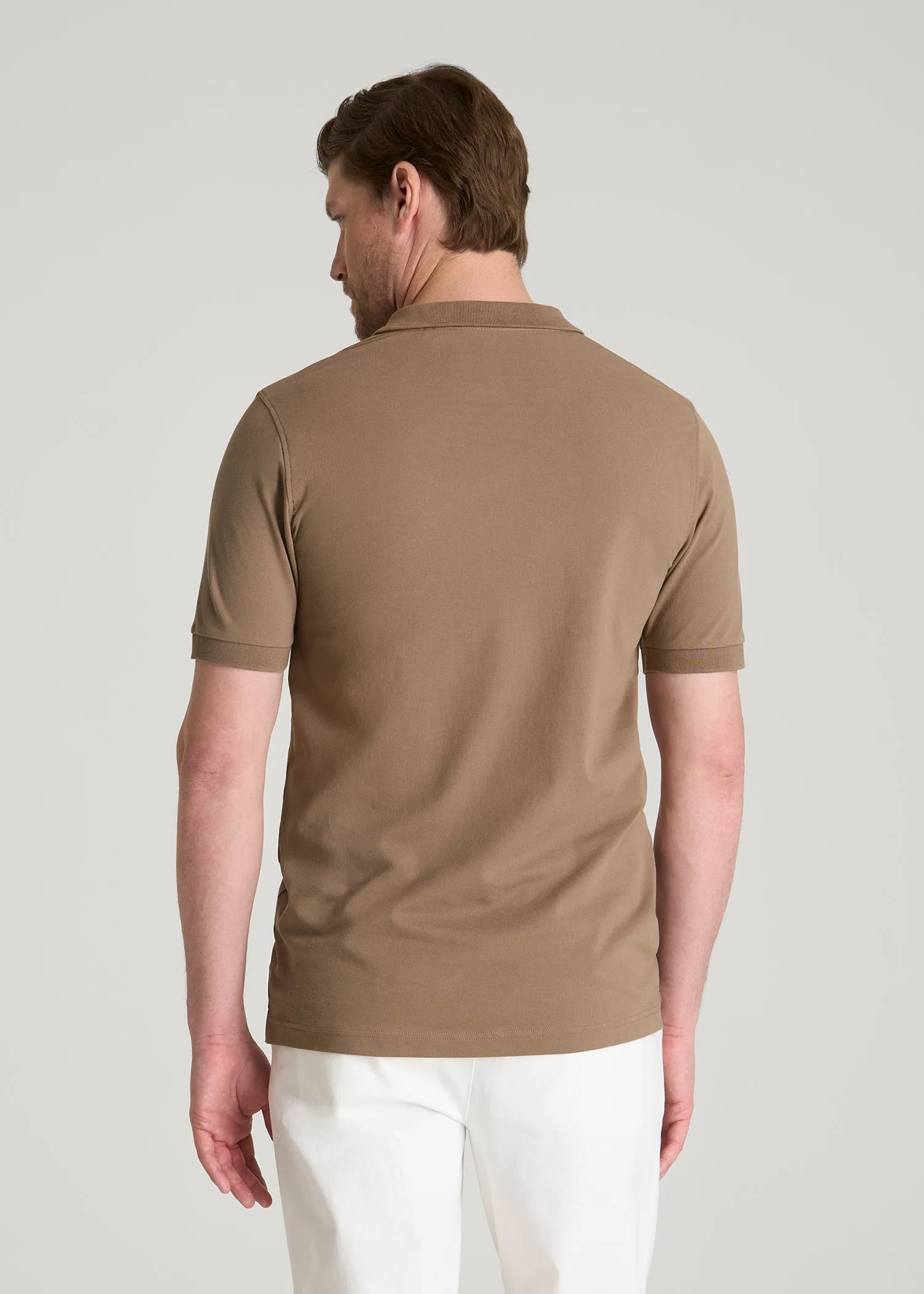 Classic Polo with Embroidered Logo for Tall Men in Warm Brown sold by American Tall product image thumbnail 5