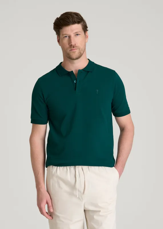 Classic Polo with Embroidered Logo for Tall Men in Deep Teal made by American Tall