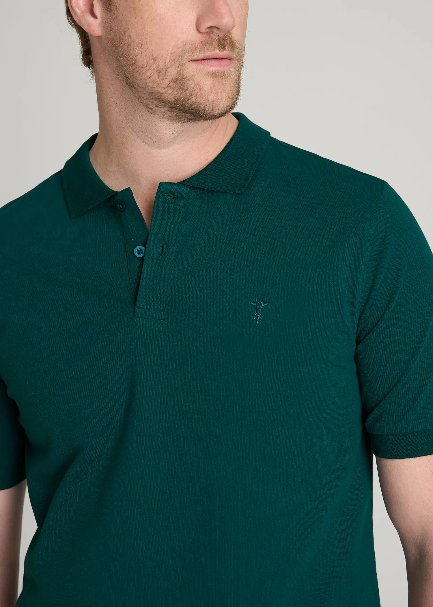 Classic Polo with Embroidered Logo for Tall Men in Deep Teal sold by American Tall product image thumbnail 2