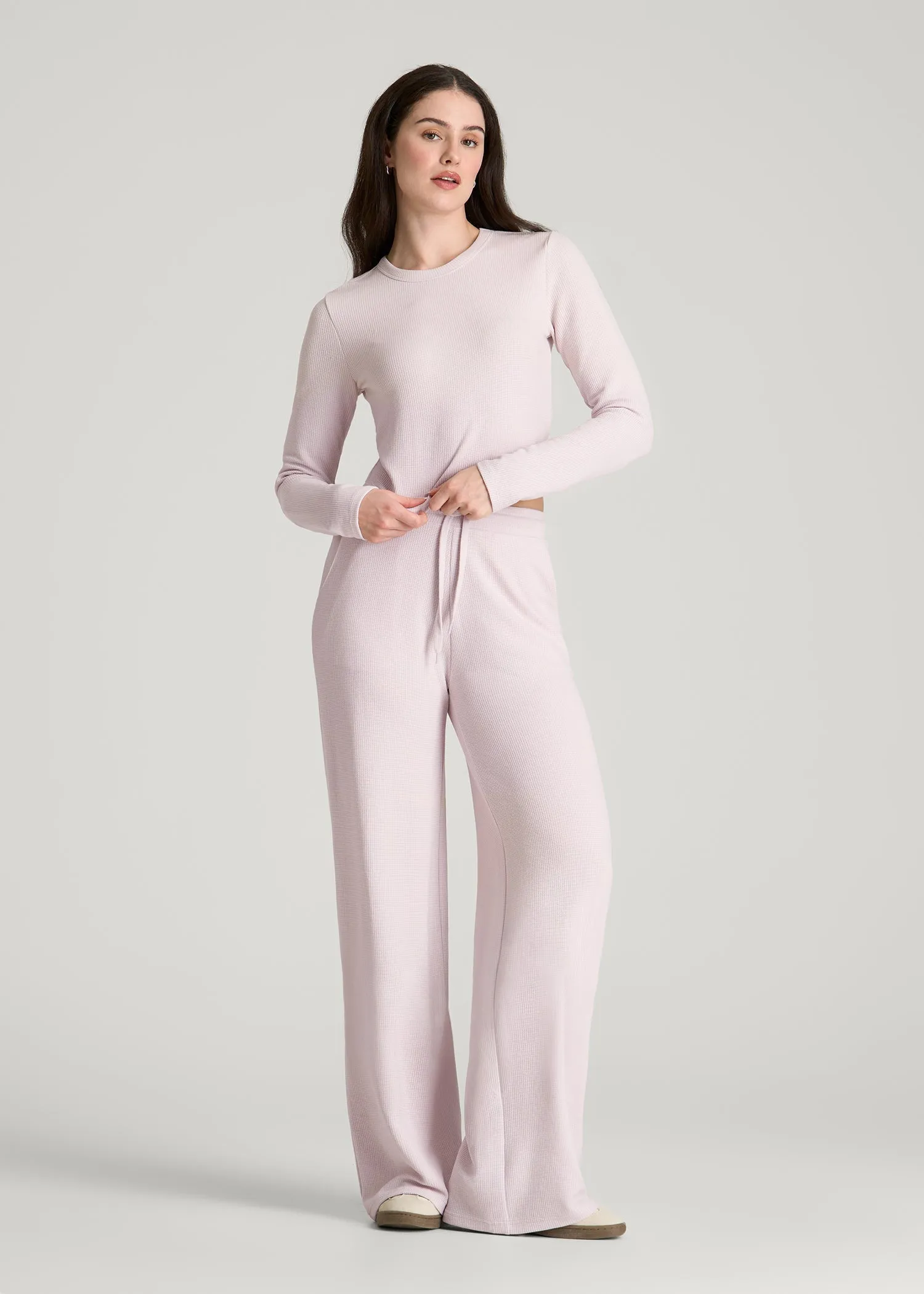 Cropped Long Sleeve Waffle Top for Tall Women in Grey Lilac sold by American Tall product image thumbnail 4