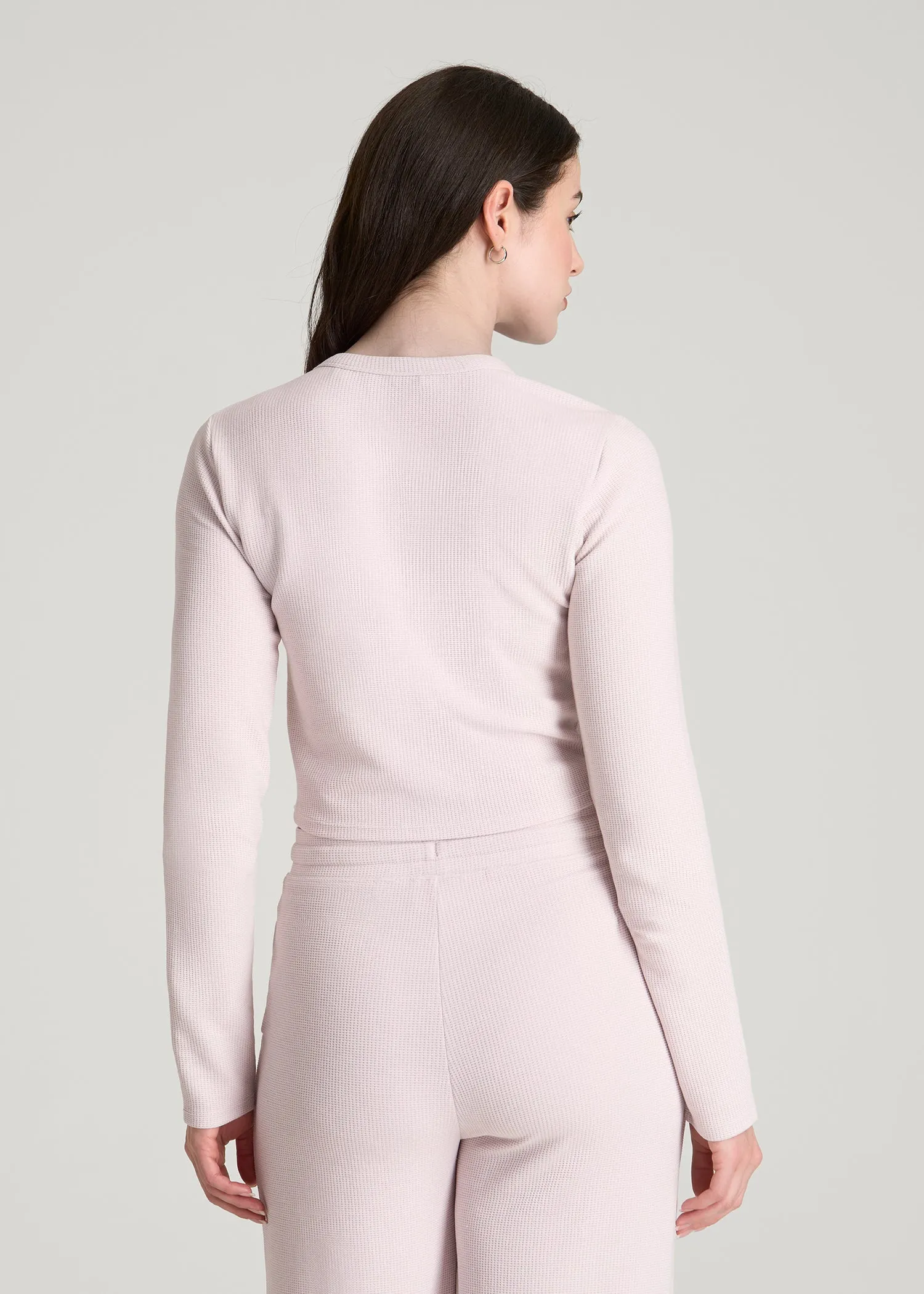 Cropped Long Sleeve Waffle Top for Tall Women in Grey Lilac sold by American Tall product image thumbnail 5