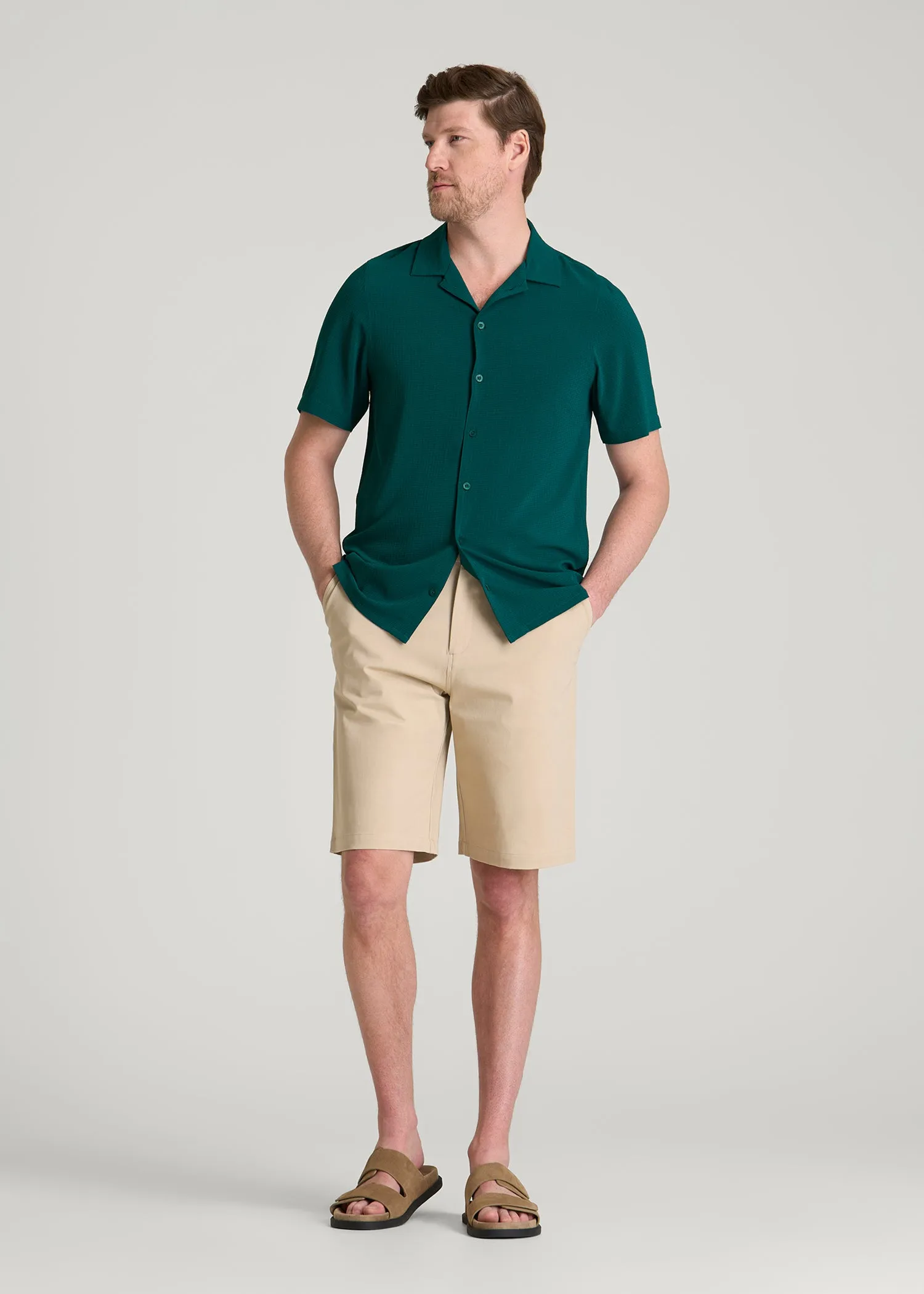 Coastal Perforated Button shirt for Tall Men in Deep Teal sold by American Tall product image thumbnail 4