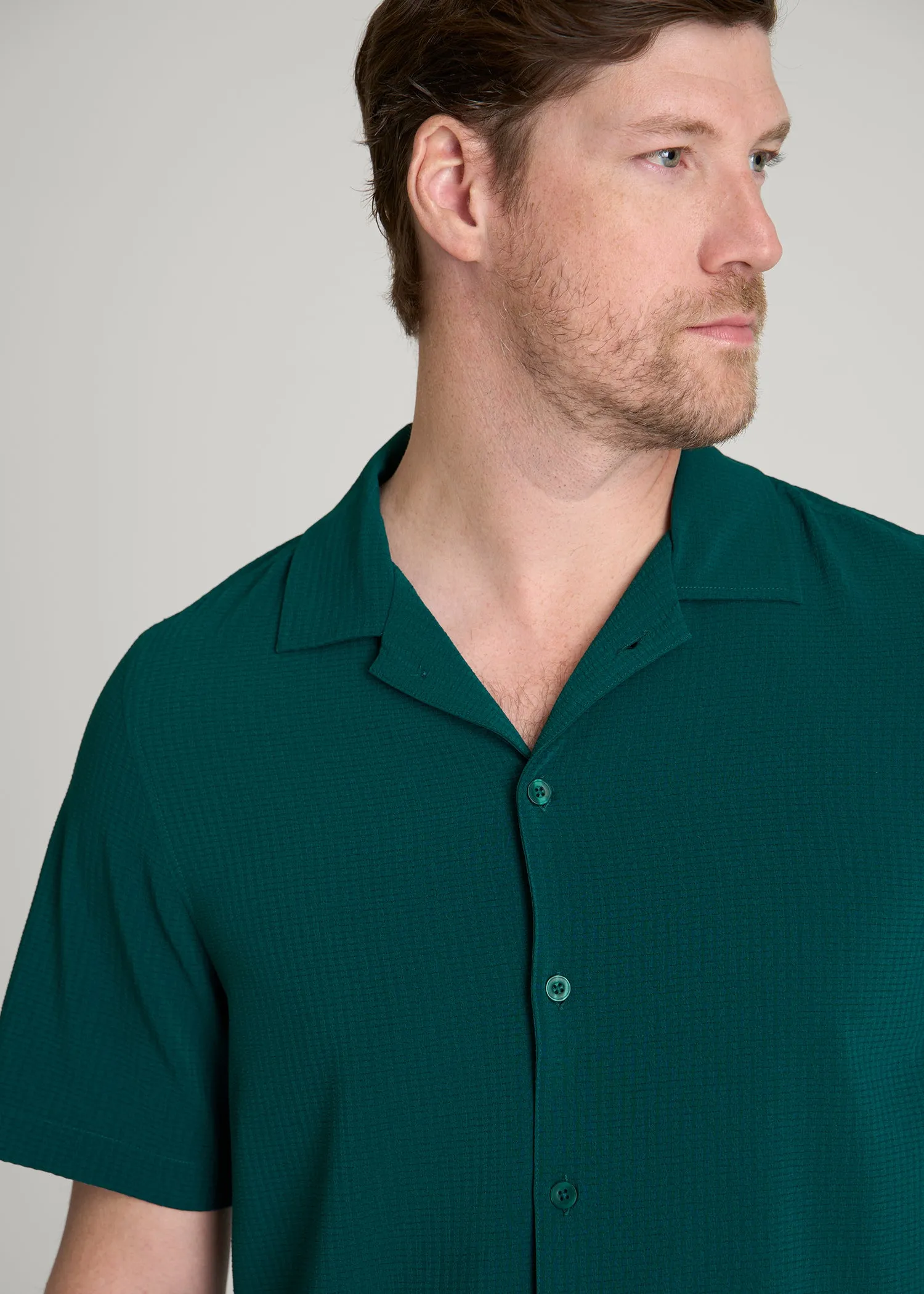 Coastal Perforated Button shirt for Tall Men in Deep Teal sold by American Tall product image thumbnail 2