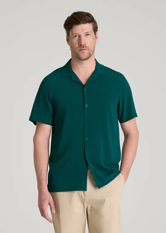Coastal Perforated Button shirt for Tall Men in Deep Teal made by American Tall