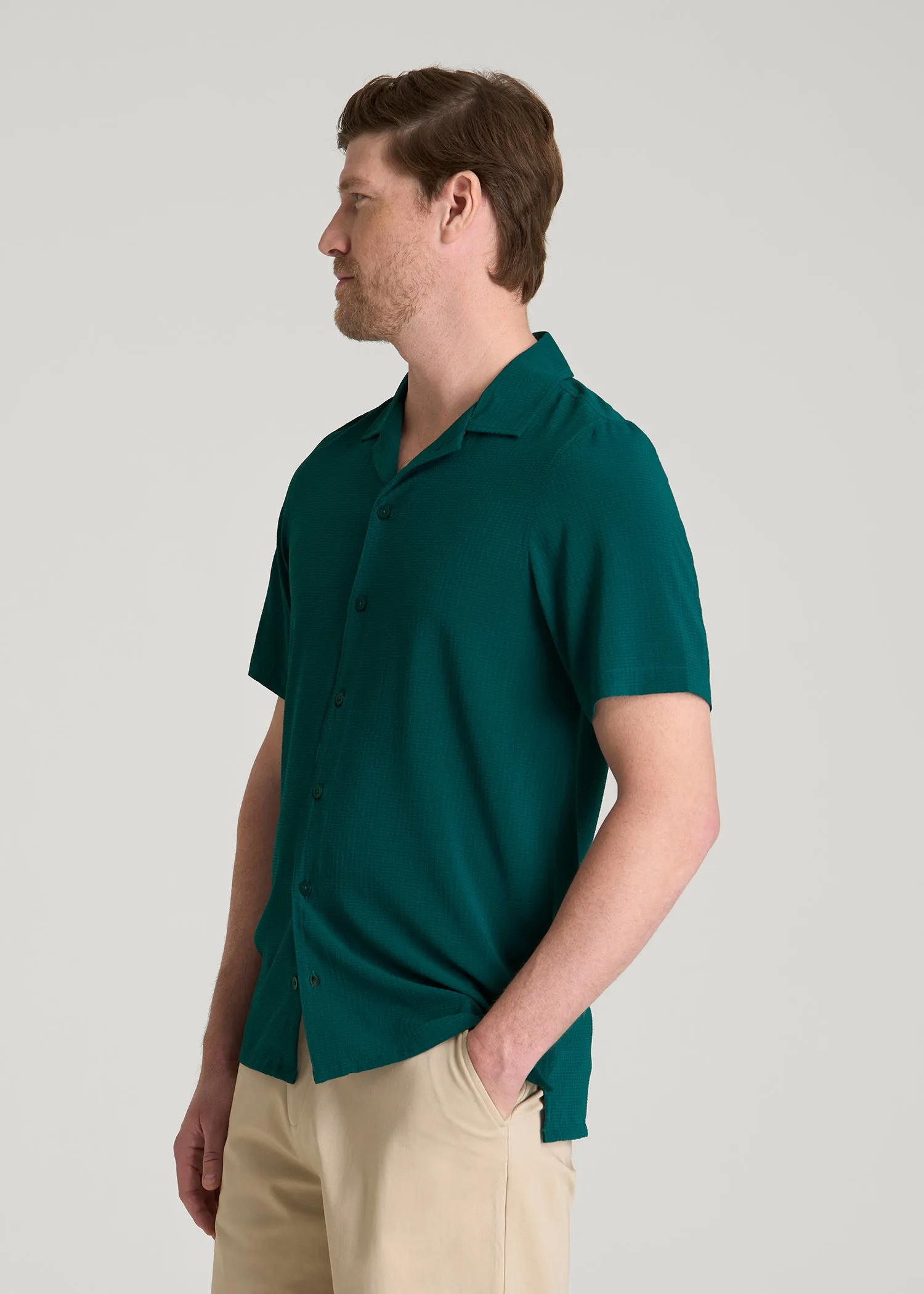 Coastal Perforated Button shirt for Tall Men in Deep Teal sold by American Tall product image thumbnail 3