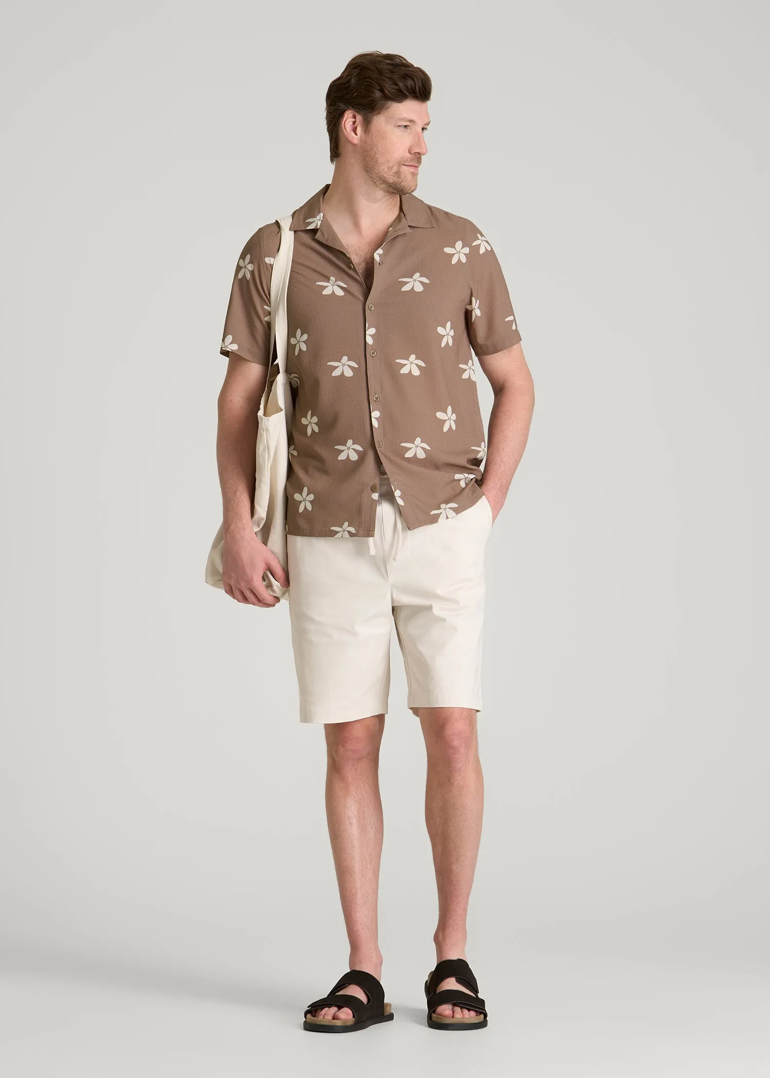 Coastal Perforated Button shirt for Tall Men in Warm Brown Floral sold by American Tall product image thumbnail 4