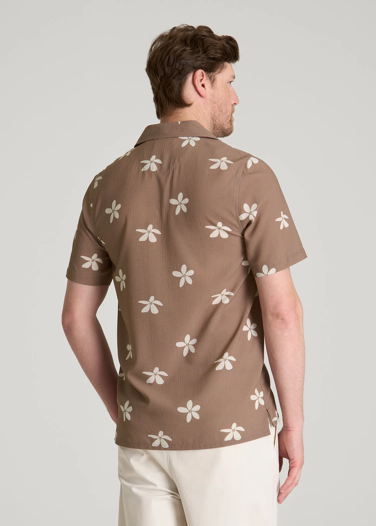 Coastal Perforated Button shirt for Tall Men in Warm Brown Floral sold by American Tall product image thumbnail 5