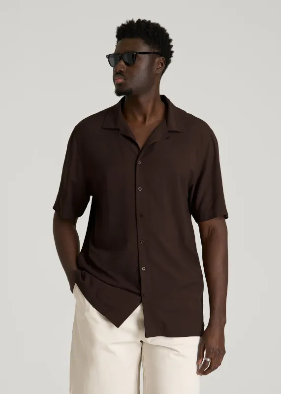 Short Sleeve Resort Shirt for Tall Men in Espresso made by American Tall