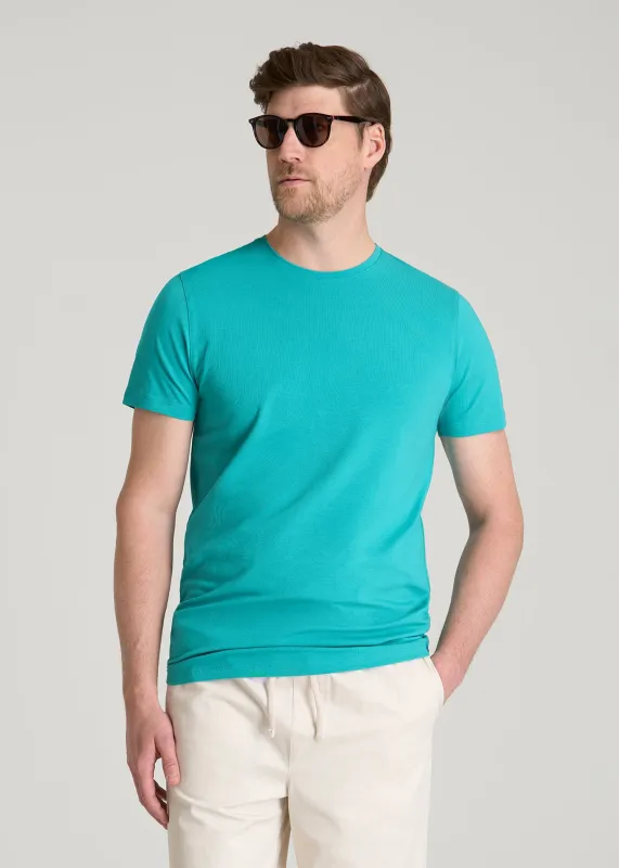 The Essential Modern Fit Crewneck Tee for Tall Men in Baltic Turquoise made by American Tall