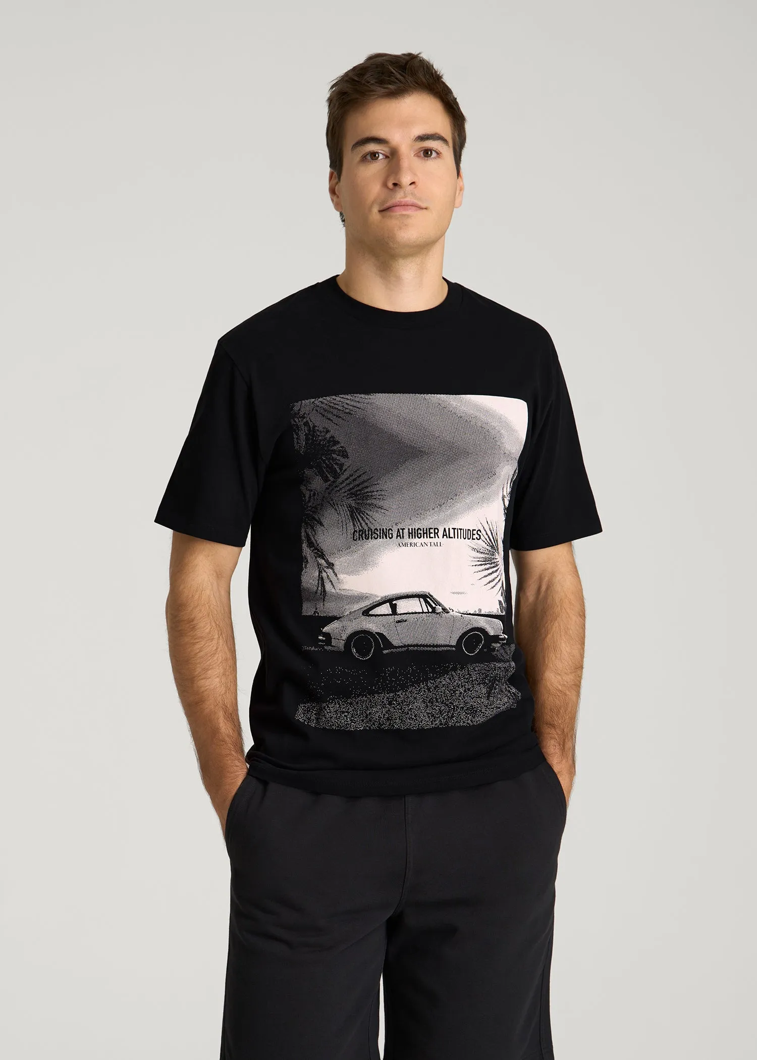 Auto Graphic Tee for Tall Men in Black sold by American Tall
