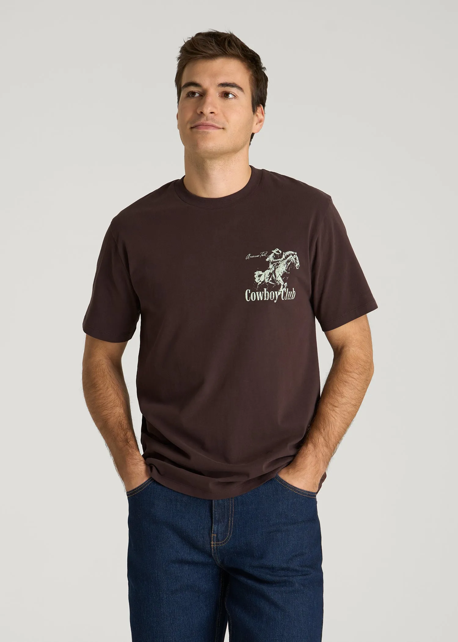 Rodeo Graphic Tee for Tall Men in Brown sold by American Tall