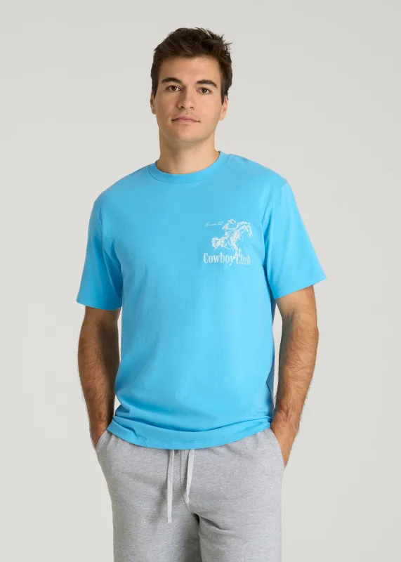 Rodeo Graphic Tee for Tall Men in Blue made by American Tall