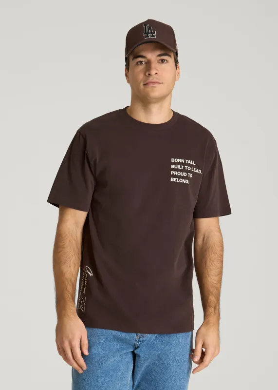 Mission Graphic Tee for Tall Men in Brown made by American Tall