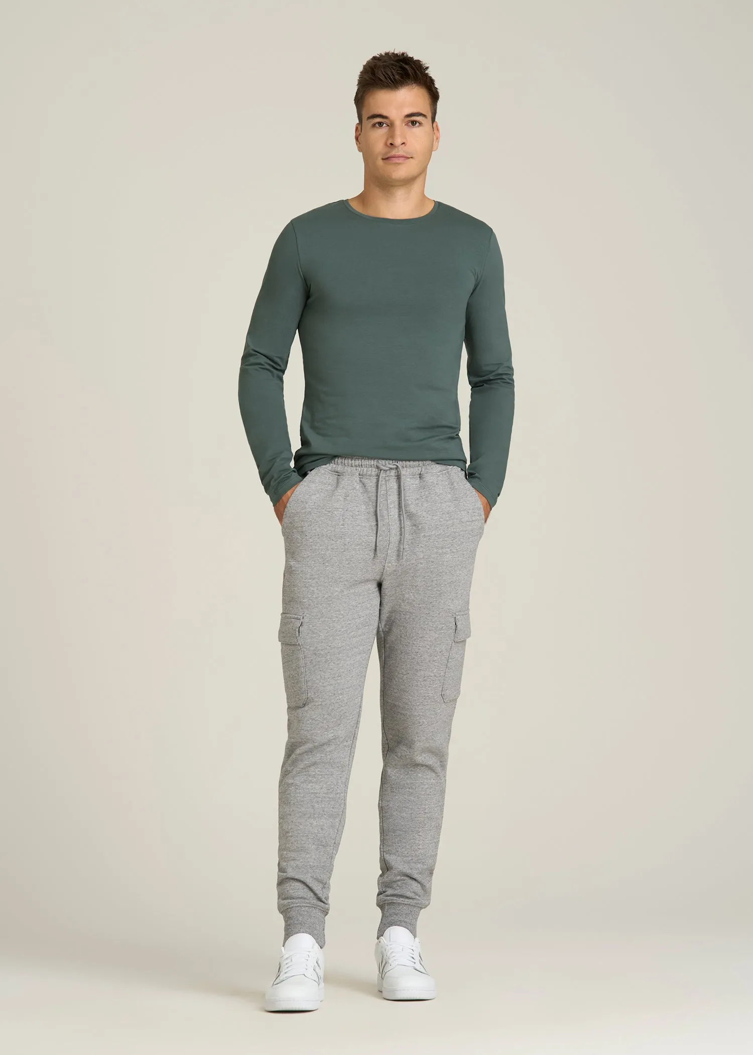 The Essential Slim Fit Long Sleeve Tee for Tall Men in Balsam Green sold by American Tall product image thumbnail 4