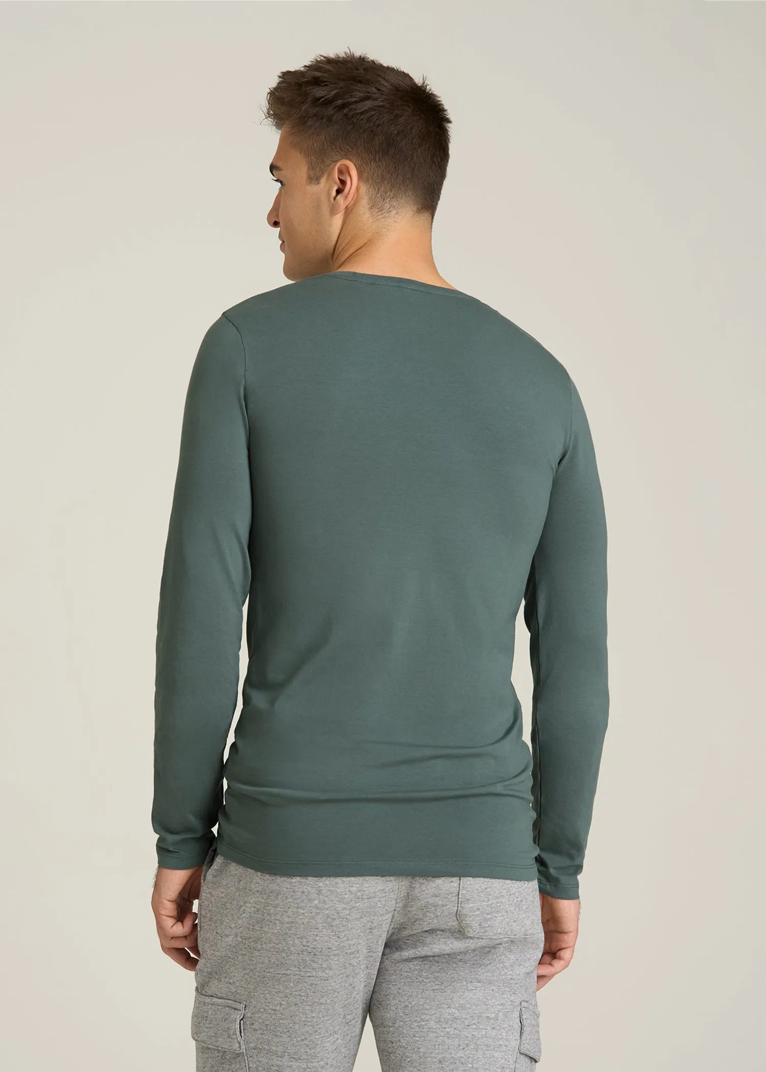 The Essential Slim Fit Long Sleeve Tee for Tall Men in Balsam Green sold by American Tall product image thumbnail 5