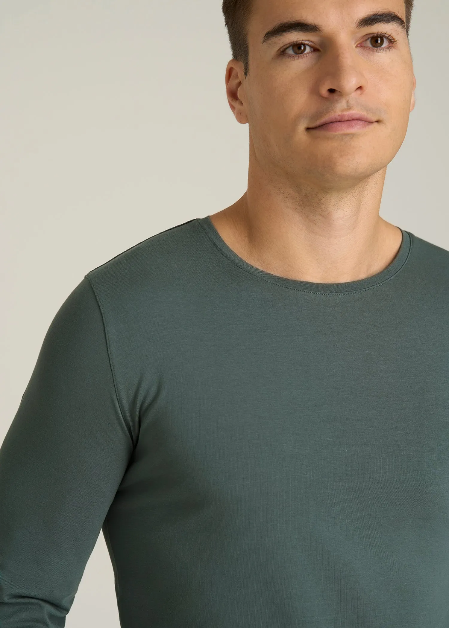The Essential Slim Fit Long Sleeve Tee for Tall Men in Balsam Green sold by American Tall product image thumbnail 2