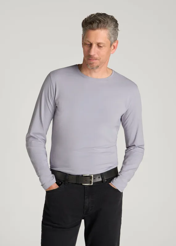 The Essential Slim Fit Long Sleeve Tee for Tall Men in Dusty Lilac made by American Tall