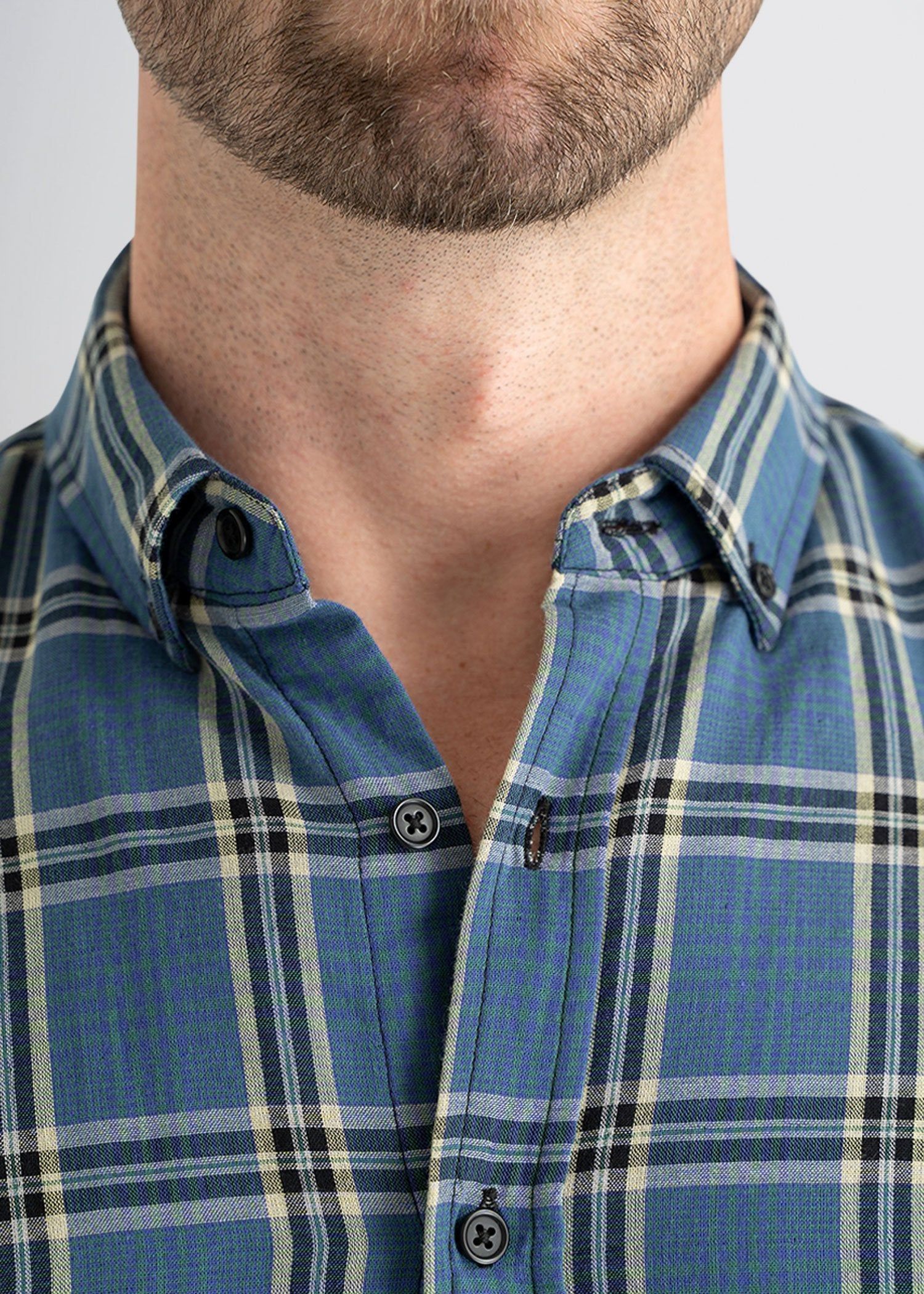 Double-Weave Button-Up Shirt for Tall Men in Blue Plaid sold by American Tall product image thumbnail 2
