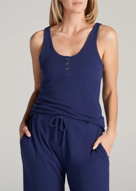 Waffle Tank Top for Tall Women in Midnight Blue sold by American Tall