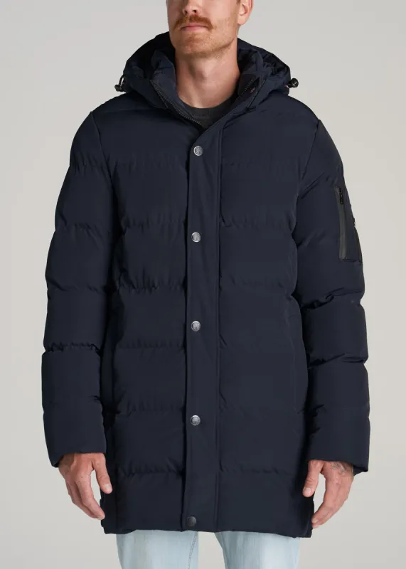 American Tall X Point Zero Long Quilted Men's Tall Parka in Navy sold by American Tall
