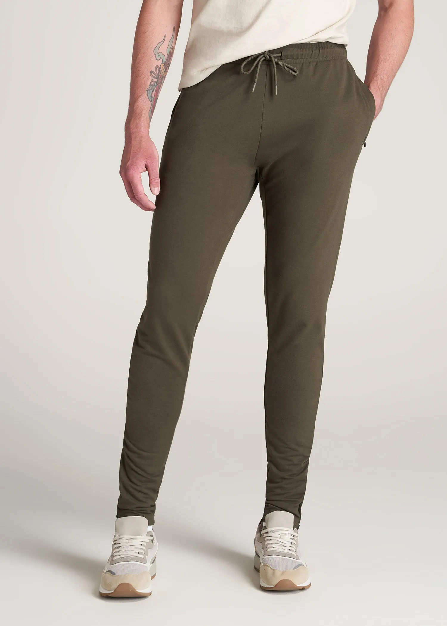 SLIM-FIT Lightweight French Terry Joggers for Tall Men in Camo Green sold by American Tall
