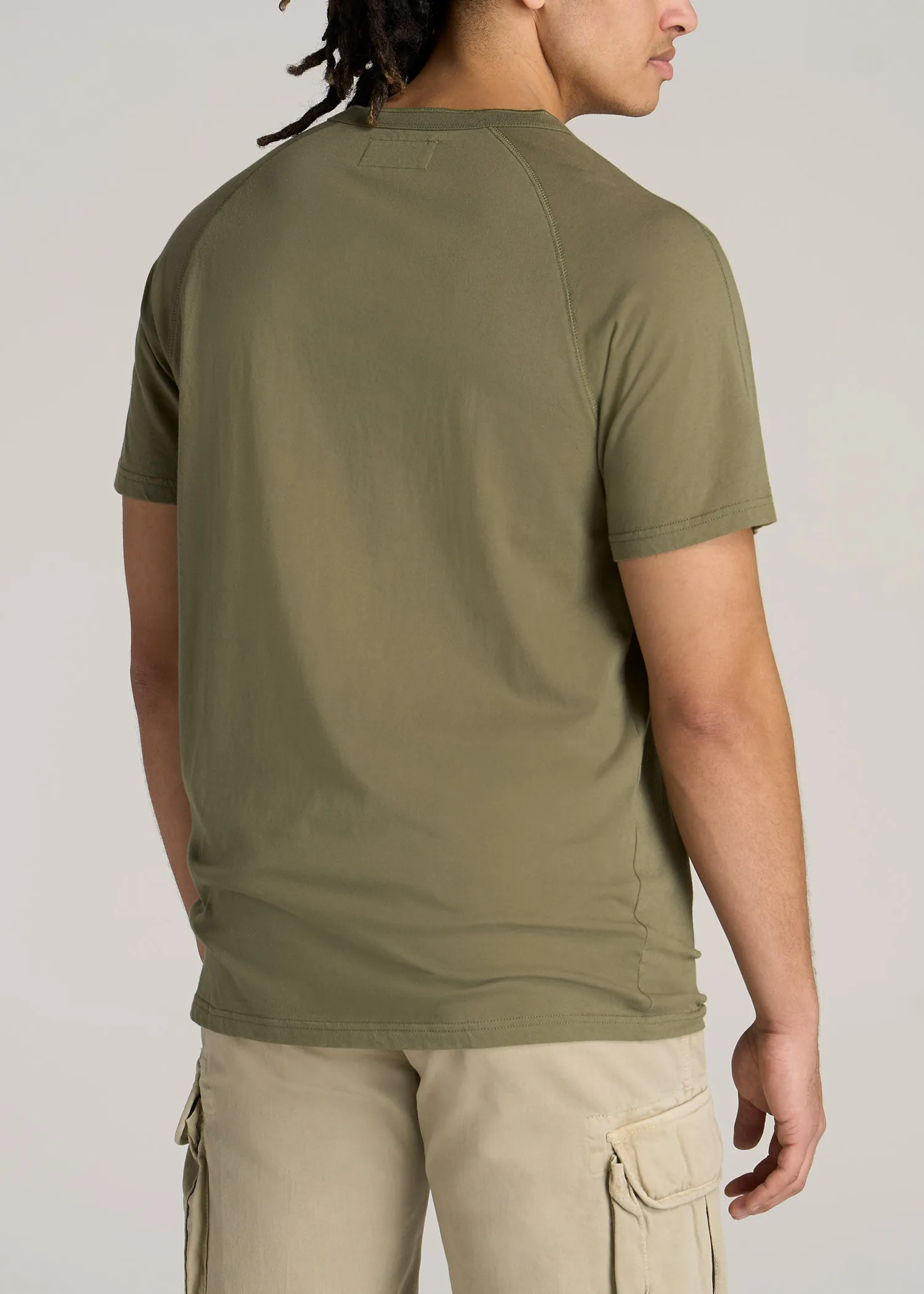 LJ&S REGULAR-FIT Jersey Henley Tee for Tall Men in Vintage Moss Green sold by American Tall product image thumbnail 5