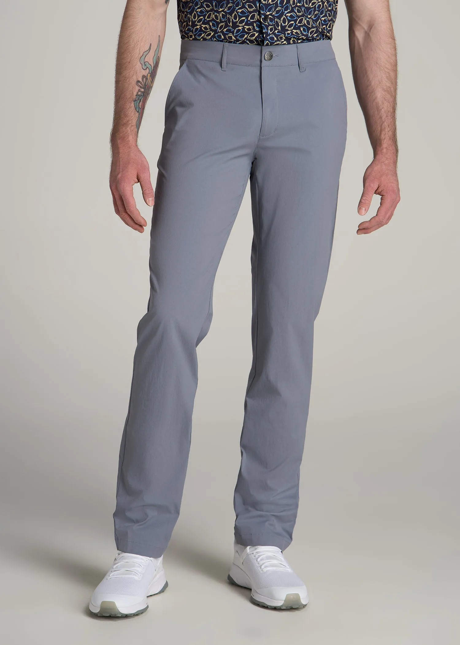TAPERED FIT Traveler Chino Pants for Tall Men in Skyline Grey sold by American Tall