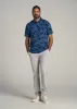 Cotton Stretch Print Polo Shirt for Tall Men in Blue Palm sold by American Tall