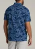 Cotton Stretch Print Polo Shirt for Tall Men in Blue Palm sold by American Tall