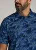 Cotton Stretch Print Polo Shirt for Tall Men in Blue Palm sold by American Tall