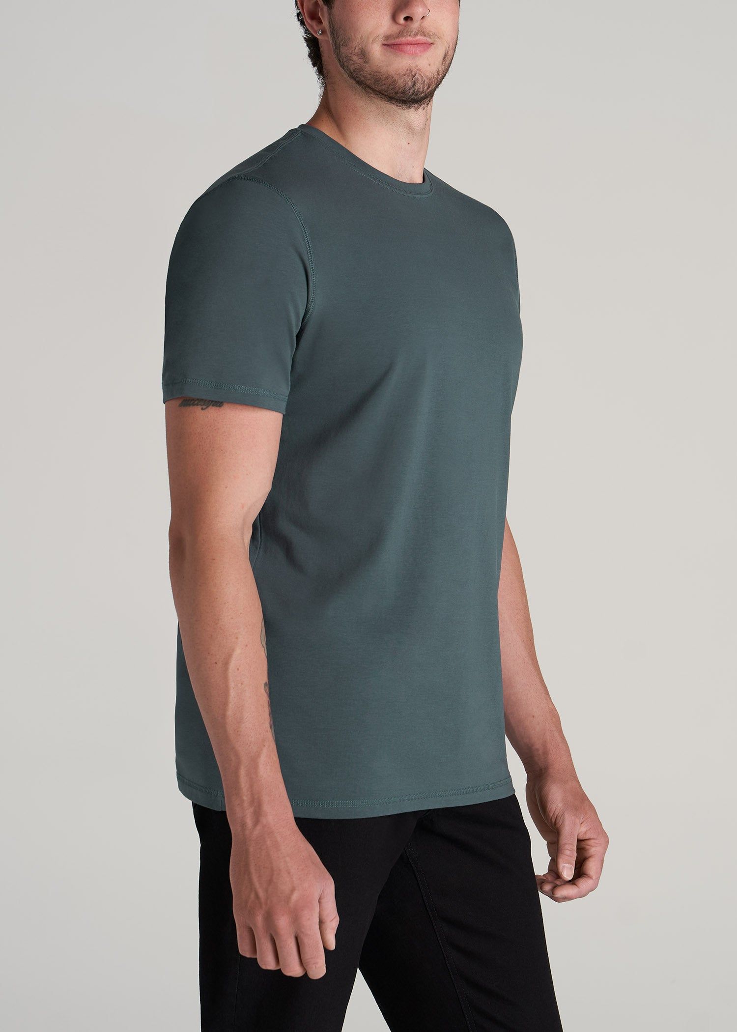 The Essential REGULAR-FIT Crew-Neck Men's Tall Tees in Dark Cyan sold by American Tall product image thumbnail 3