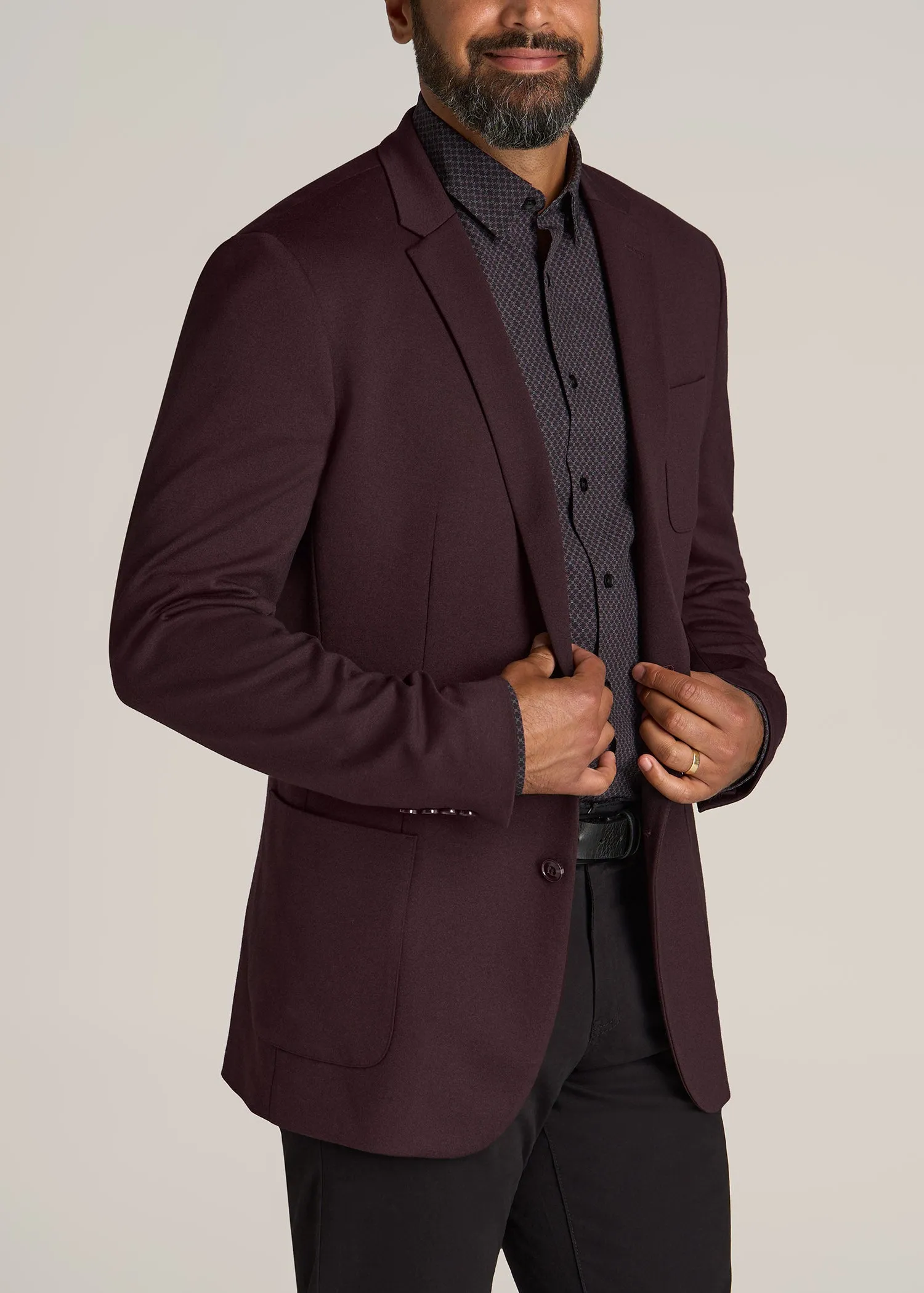 Men's Tall Blazer in Dark Maroon Mix sold by American Tall product image thumbnail 3