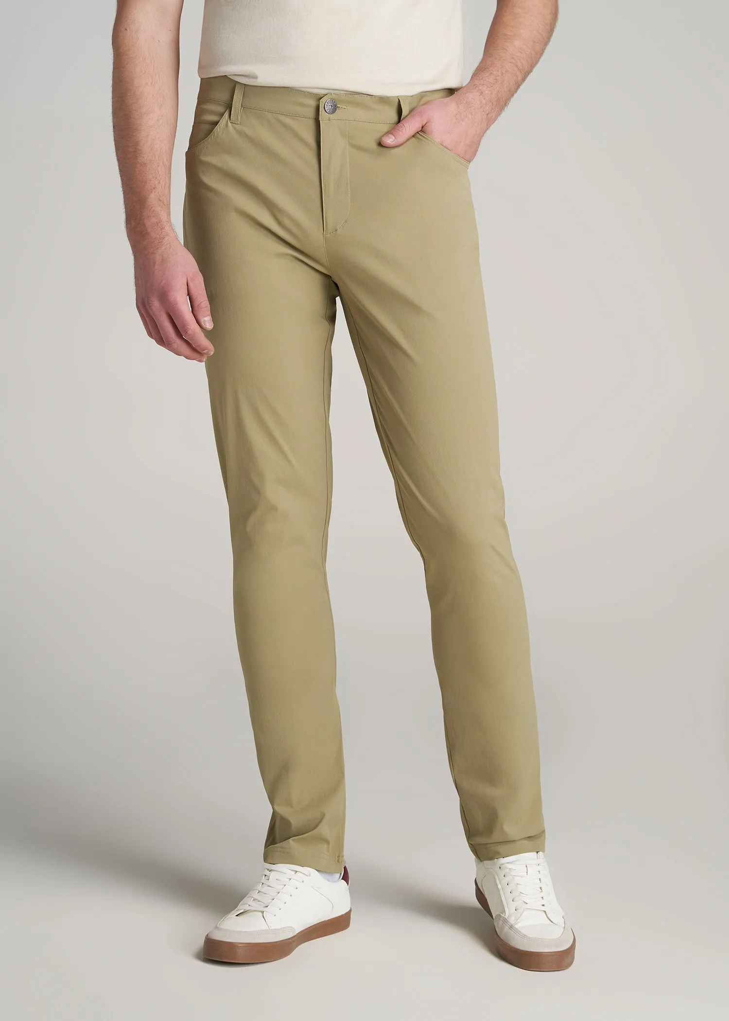 TAPERED-FIT Traveler Pants for Tall Men in Tan sold by American Tall